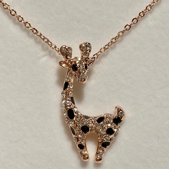 18K Gold Plated Crystal Giraffe Necklace - Picture 2 of 6